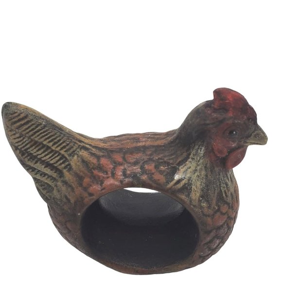 Set 4x Rooster Farmhouse Chicken Ceramic Napkin Rings Table Setting Decor County - Picture 3 of 6